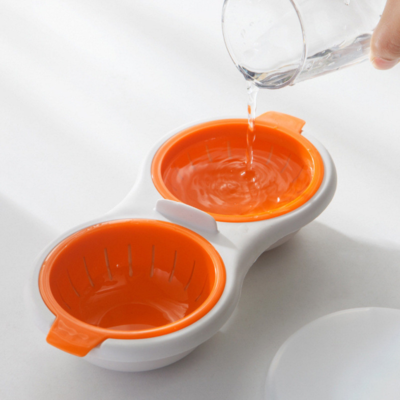 Gadget de bucătărie cu ouă Mini aragaz dublu cu ouă Veselă creativă Cuptor cu microunde Aparat cu aburi de ouă cu strat dublu Bol cu ouă cu capac