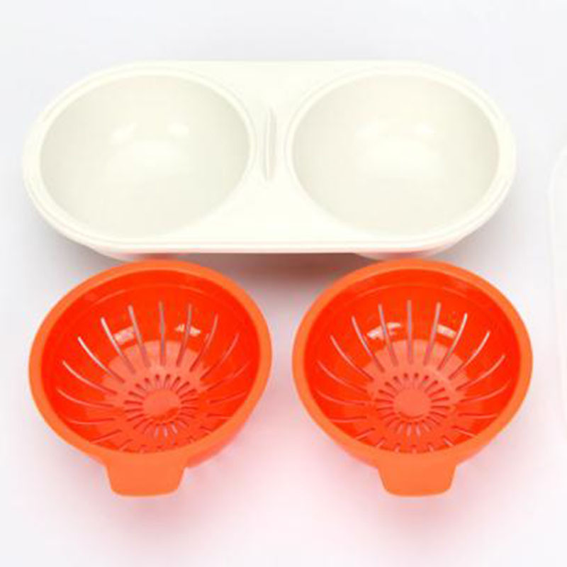 Gadget de bucătărie cu ouă Mini aragaz dublu cu ouă Veselă creativă Cuptor cu microunde Aparat cu aburi de ouă cu strat dublu Bol cu ouă cu capac