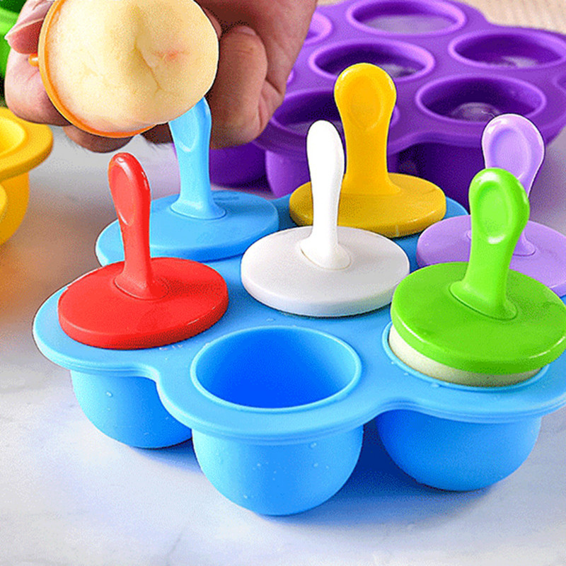 Formă din silicon pentru înghețată Forme DIY pentru Popsicle Tavă pentru cuburi de gheață Producător de cuburi de gheață Recipient pentru depozitarea alimentelor pentru bebeluși Tavi pentru cuburi de gheață