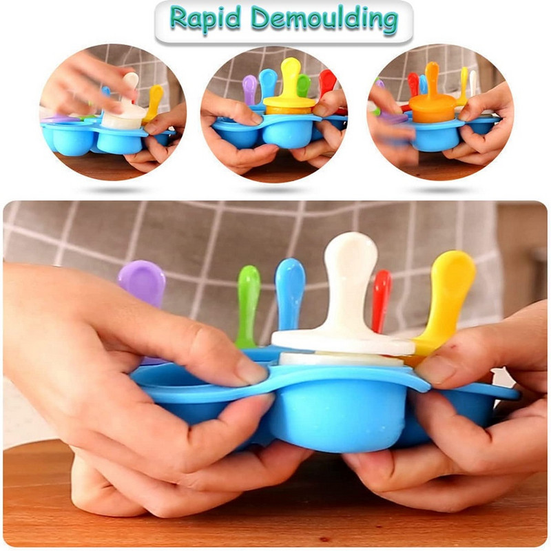 Formă din silicon pentru înghețată Forme DIY pentru Popsicle Tavă pentru cuburi de gheață Producător de cuburi de gheață Recipient pentru depozitarea alimentelor pentru bebeluși Tavi pentru cuburi de gheață