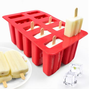 Силиконови вани за сладолед с 10 дупки Екологична силиконова форма за сладолед Домакински деца за кухненски джаджи Барове за хранене Аксесоари