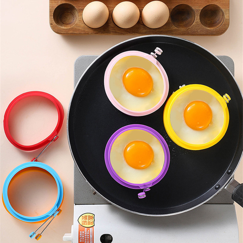 4Pcs Silikonski prsten za palačinke od pečenih jaja Omlet Pečena jaja Okrugli kalup za jaja za kuhanje Doručak Tava za pečenje Kuhinja Novo