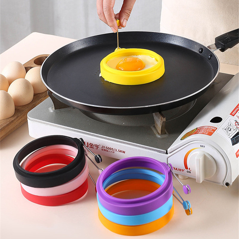 4Pcs Silikonski prsten za palačinke od pečenih jaja Omlet Pečena jaja Okrugli kalup za jaja za kuhanje Doručak Tava za pečenje Kuhinja Novo