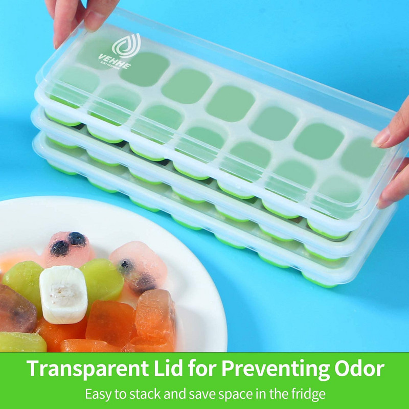 Forme reutilizabile pentru cuburi de gheata din silicon Tavi pentru cuburi de gheata pentru bauturi whisky si cocktail-uri cu capac detasabil flexibil si inodor