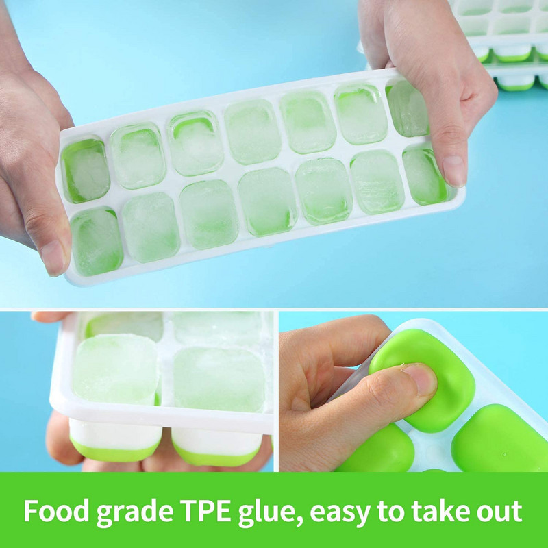 Forme reutilizabile pentru cuburi de gheata din silicon Tavi pentru cuburi de gheata pentru bauturi whisky si cocktail-uri cu capac detasabil flexibil si inodor