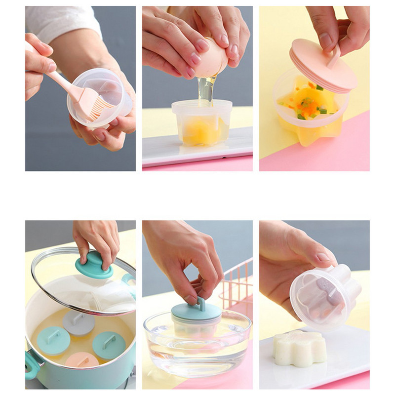 4 buc. Unelte drăguțe pentru gătit ouă cu perie Fizer de ouă din plastic Fier de ouă pentru copt pentru copii Mașină de preparare pentru ouă Instrument DIY Accesorii de bucătărie