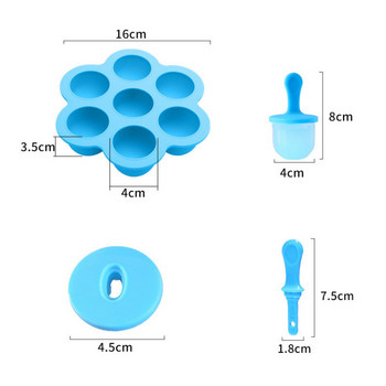 Силиконови форми за сладолед Форма за сладолед Ice Pops Форма за лед Тава за лед Кутия за добавки за бебешка храна Плодове Кухненски аксесоари за многократна употреба