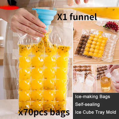 Kütyük Jégkészítő zacskók Eldobható Átlátszó Önzáró jégkockatálca 51db Forma gyorsabb fagyasztás Jégkészítő formazacskó Konyha