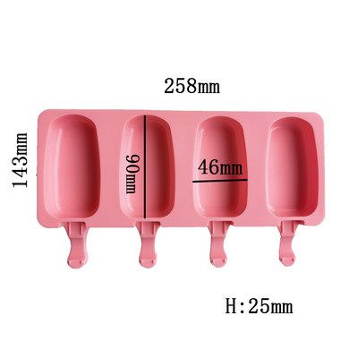 Szilikon fagylaltformák 4 cellás jégkocka tálca Élelmiszerbiztonságos Popsikakészítő Barkácsolás Házi Fagyasztó Jégkrém forma Otthoni fagylalt eszközök