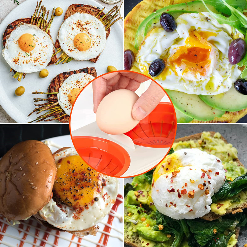 Leeresztő Tojásbojler Élelmiszer-minőségű edények Csésze Tojásvirágzó Konyha Gőzölt tojáskészlet Mikrohullámú Kétrétegű Tojássütők Főzőeszközök