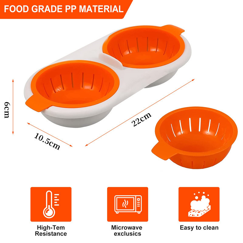 Leeresztő Tojásbojler Élelmiszer-minőségű edények Csésze Tojásvirágzó Konyha Gőzölt tojáskészlet Mikrohullámú Kétrétegű Tojássütők Főzőeszközök