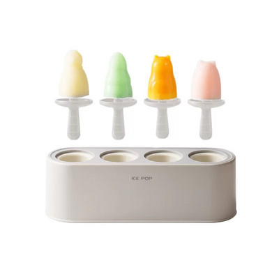 Acasa Mucegai pentru inghetata Popsicle Instrument DIY Silicon 4-hole Ice Mold Forme pentru Inghetata Desert Copii Unelte de bucatarie Inghetata DIY