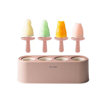 Acasa Mucegai pentru inghetata Popsicle Instrument DIY Silicon 4-hole Ice Mold Forme pentru Inghetata Desert Copii Unelte de bucatarie Inghetata DIY