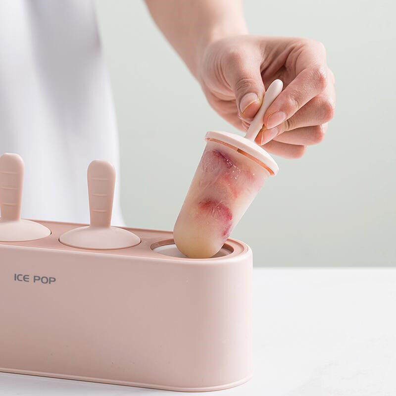 Acasa Mucegai pentru inghetata Popsicle Instrument DIY Silicon 4-hole Ice Mold Forme pentru Inghetata Desert Copii Unelte de bucatarie Inghetata DIY