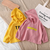 Bluză casual pentru copii, cu glugă și inscripție imprimată