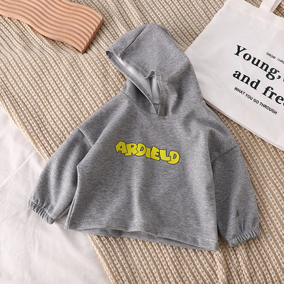 Bluză casual pentru copii, cu glugă și inscripție imprimată