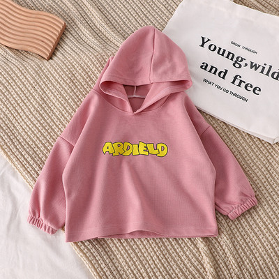 Bluză casual pentru copii, cu glugă și inscripție imprimată