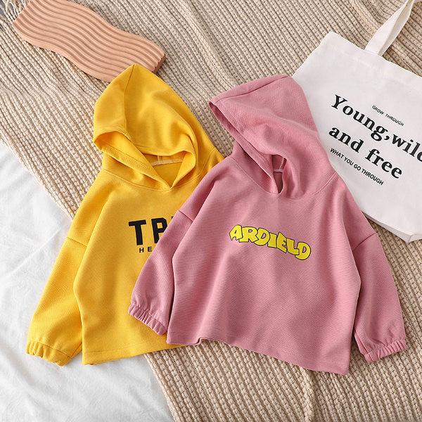 Bluză casual pentru copii, cu glugă și inscripție imprimată