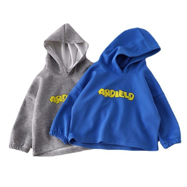 Bluză casual pentru copii, cu glugă și inscripție imprimată