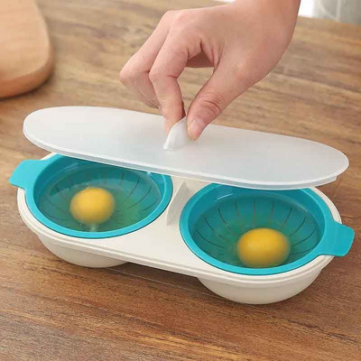 Форма за поширани яйца, микровълнова фурна, уред за готвене на яйца с гореща вода, бързо задушена форма за яйца, прозрачна вода, лежащо яйце, артефакт