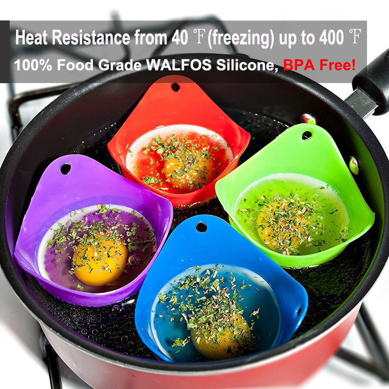 WALFOS Magazin de ouă din silicon de calitate alimentară Tigaie pentru coacere Formă pentru ouă Ustensile de copt Tavă cu abur Bol Formă pentru ou fiert poșat Accesorii pentru bucătărie