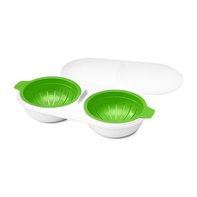 Mikrohullámú tojásos orvvadász ételminőségű edények Dupla csésze tojásbojler Gőzölt tojáskészlet Mikrohullámú sütők Főzőeszközök Ingyenes szállítás