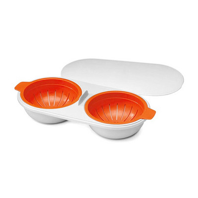 Mikrohullámú tojásos orvvadász ételminőségű edények Dupla csésze tojásbojler Gőzölt tojáskészlet Mikrohullámú sütők Főzőeszközök Ingyenes szállítás