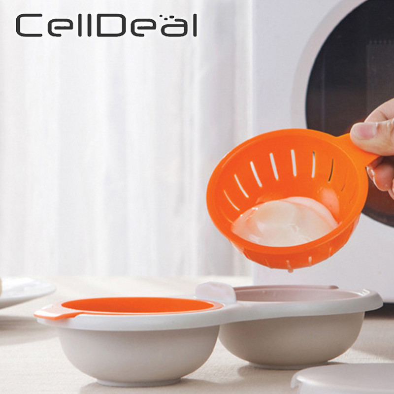 Mikrohullámú tojásos orvvadász ételminőségű edények Dupla csésze tojásbojler Gőzölt tojáskészlet Mikrohullámú sütők Főzőeszközök Ingyenes szállítás