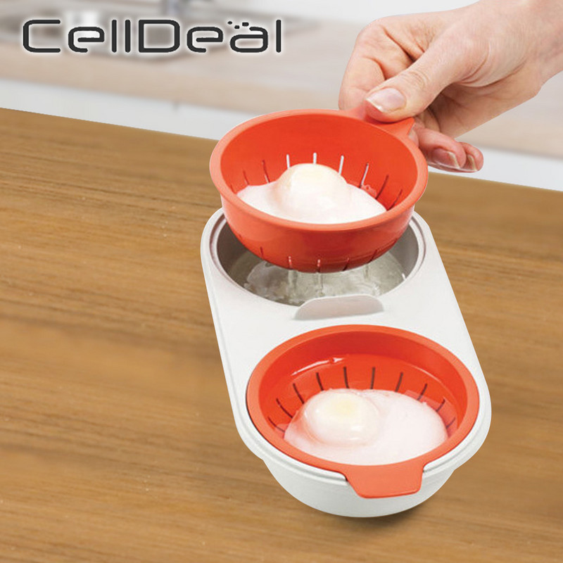 Mikrohullámú tojásos orvvadász ételminőségű edények Dupla csésze tojásbojler Gőzölt tojáskészlet Mikrohullámú sütők Főzőeszközök Ingyenes szállítás