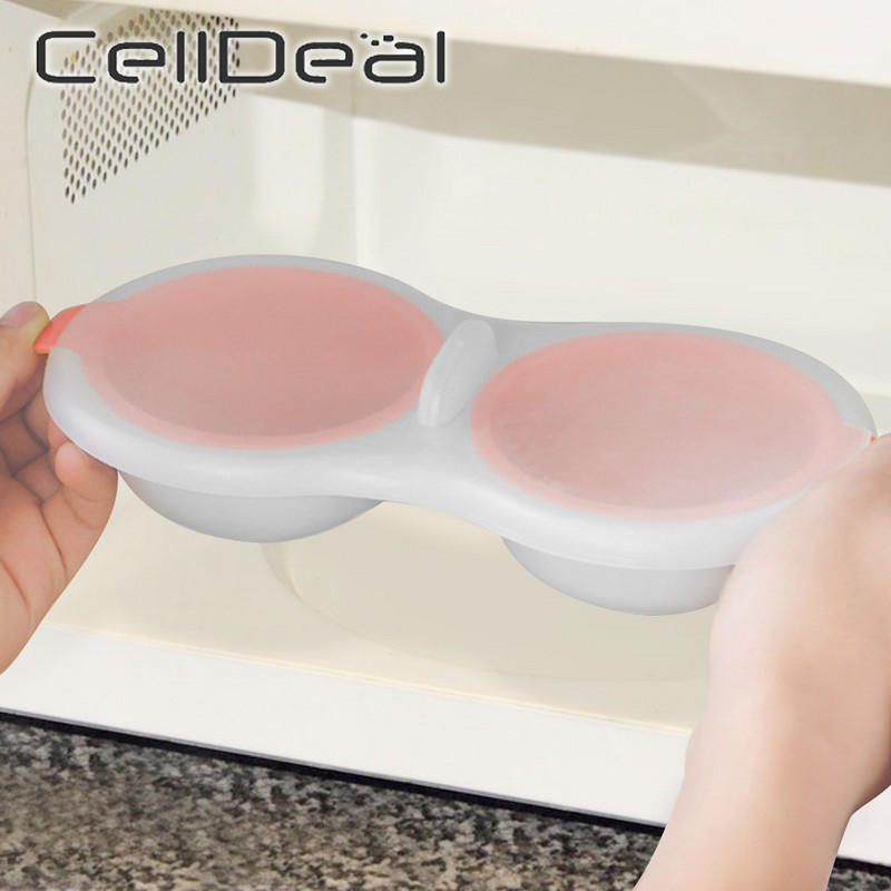 Mikrohullámú tojásos orvvadász ételminőségű edények Dupla csésze tojásbojler Gőzölt tojáskészlet Mikrohullámú sütők Főzőeszközök Ingyenes szállítás