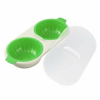 Microwave Egg Poacher Μαγειρικά σκεύη κατηγορίας τροφίμων Διπλό φλιτζάνι βραστήρας αυγών Κουζίνα σετ αυγών στον ατμό Φούρνοι μικροκυμάτων Αξεσουάρ κουζίνας