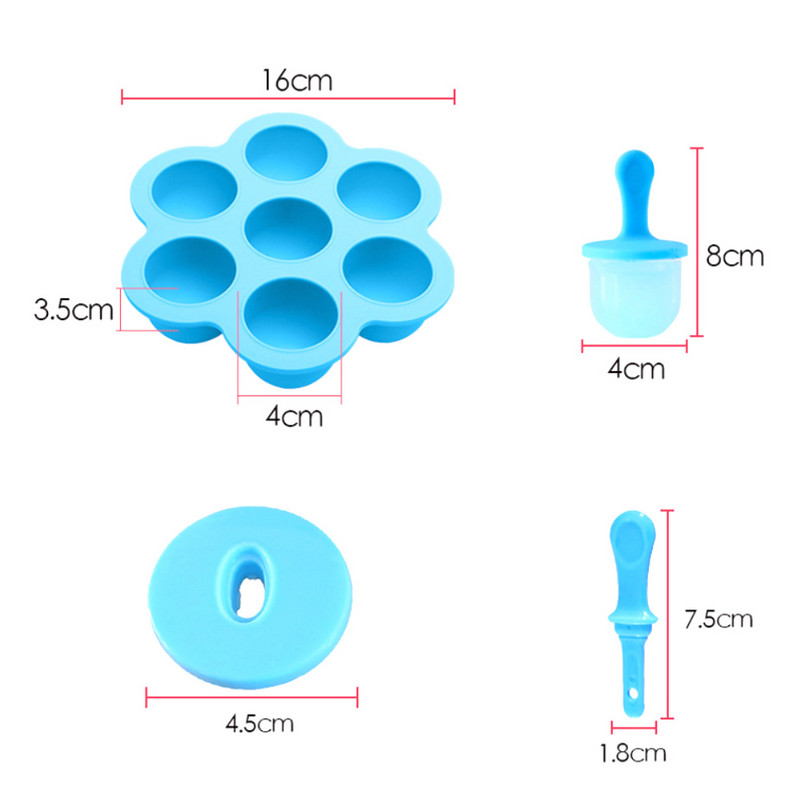 7 skylučių silikoninė ledų formelių forma šokolado formelių šaldiklio sultims „pasidaryk pats“ naminių saldumynų ledų kubelių formelių formoms