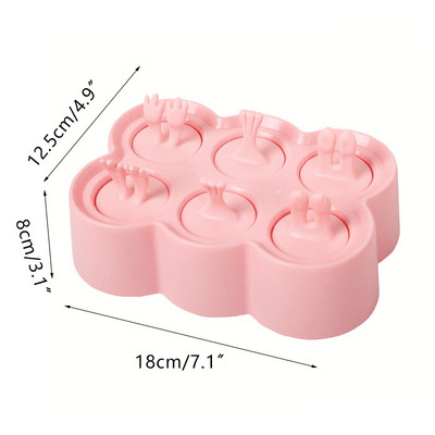 Desene animat șase grile gheață gheață din silicon pentru fabricarea de cuburi de gheață mucegai creativ pentru înghețată pentru animale.