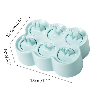 Desene animat șase grile gheață gheață din silicon pentru fabricarea de cuburi de gheață mucegai creativ pentru înghețată pentru animale.