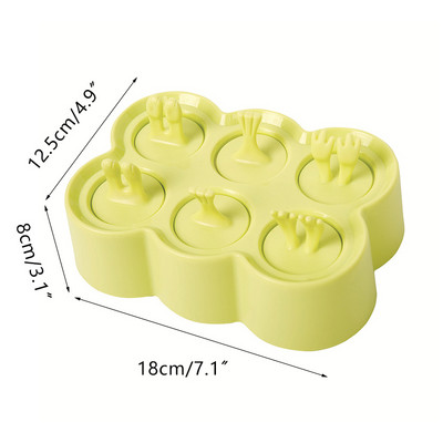 Desene animat șase grile gheață gheață din silicon pentru fabricarea de cuburi de gheață mucegai creativ pentru înghețată pentru animale.