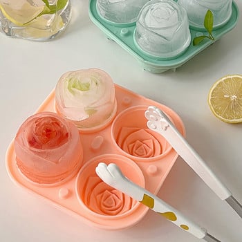 3D Rose Flower Ice Cube Maker Ice Ball Mold Ice Cream Εργαλείο DIY Καλούπι σιλικόνης Σπιτικό παγωτό