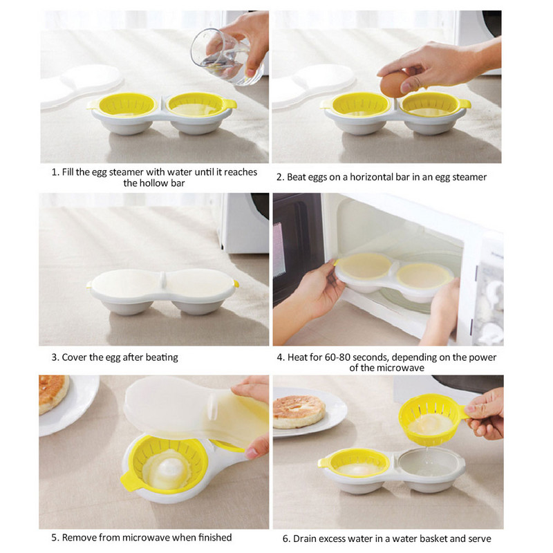 Cuptor cu microunde Poacher Ouă Fier cu aburi Cupă dublă Set de ouă la abur Unelte creative de gătit Cuptoare Formă pentru gătit