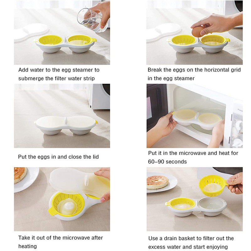 Cazan de ouă Coacerea la abur Aparate de gătit Cuptor cu microunde Pozator de ouă de calitate alimentară Cupă dublă Gadget de bucătărie Accesorii Vase de gătit