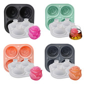 Summer 4 Grile Silicon Rose Ice Cube Tavi Set Formă pentru ciocolată Formă pentru înghețată Whisky Bar Instrument pentru băuturi reci cu capac în formă de pâlnie