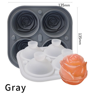 Summer 4 Grile Silicon Rose Ice Cube Tavi Set Formă pentru ciocolată Formă pentru înghețată Whisky Bar Instrument pentru băuturi reci cu capac în formă de pâlnie