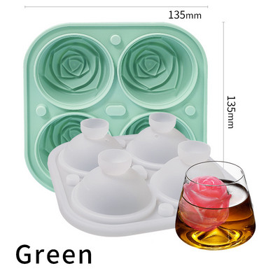 Summer 4 Grile Silicon Rose Ice Cube Tavi Set Formă pentru ciocolată Formă pentru înghețată Whisky Bar Instrument pentru băuturi reci cu capac în formă de pâlnie