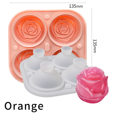 Summer 4 Grile Silicon Rose Ice Cube Tavi Set Formă pentru ciocolată Formă pentru înghețată Whisky Bar Instrument pentru băuturi reci cu capac în formă de pâlnie