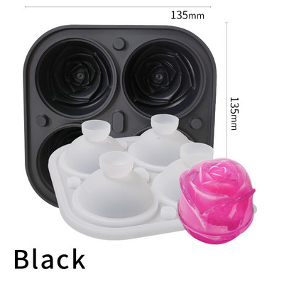 Summer 4 Grile Silicon Rose Ice Cube Tavi Set Formă pentru ciocolată Formă pentru înghețată Whisky Bar Instrument pentru băuturi reci cu capac în formă de pâlnie