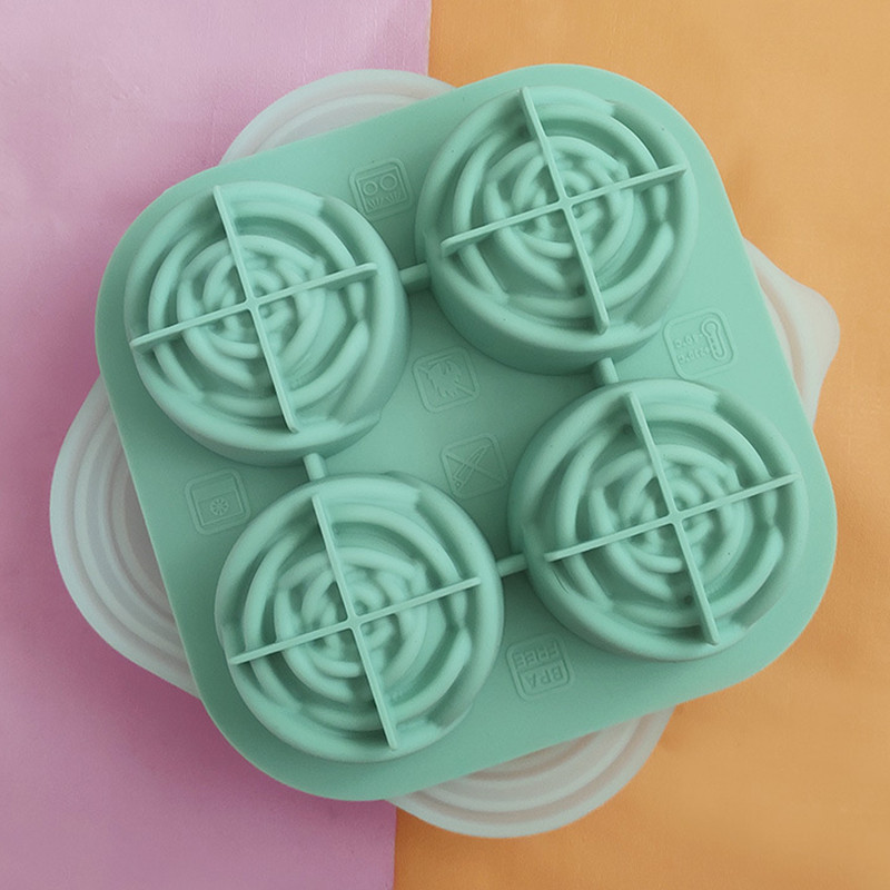 Summer 4 Grile Silicon Rose Ice Cube Tavi Set Formă pentru ciocolată Formă pentru înghețată Whisky Bar Instrument pentru băuturi reci cu capac în formă de pâlnie