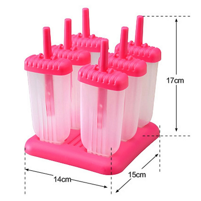 Unelte de gătit pentru înghețată Instrumente pentru înghețată cu 6 celule Mucegai pentru pop Forme pentru ghiocei Mașină pentru gheață pentru acadele Tavă pentru bucătărie DIY