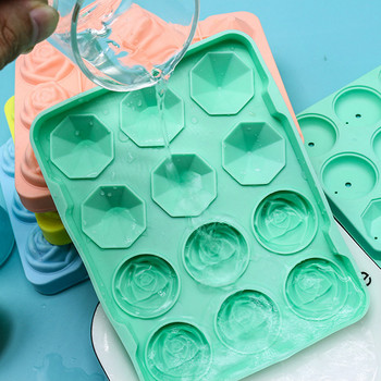 Αρχική Σελίδα DIY Ice Cube Mold Rose Diamond Ice Cube Maker Frozen Ice Tray 12 Grid Silicone Ice Box Σοκολατένια φόρμα αξεσουάρ κουζίνας