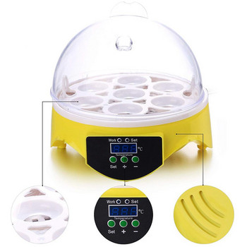 Mini 7 Egg Incubator Poultry Incubator Brooder Ψηφιακός έλεγχος θερμοκρασίας Εκκολαπτήριο αυγών για αυγά πουλιών κοτόπουλου