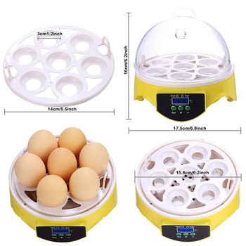 Мини 7 инкубатор за яйца Инкубатор за домашни птици Брудер Цифров контрол на температурата Инкубатор за яйца Люпил за пилешки птичи яйца
