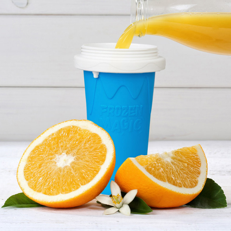 350 ml Smoothies cu congelare rapidă, ecologică, cu două straturi, din silicon, pentru aparat de înghețată, sticlă, stoarcere, ceașcă pentru răcire.