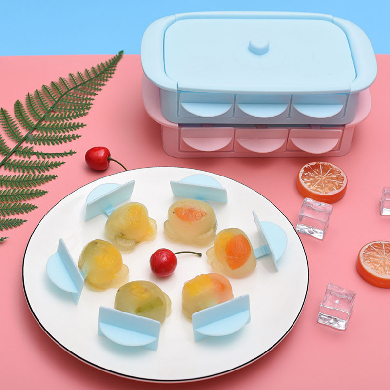 6 grotelių silikoninė ledo kubelių formelė su dangteliu, virtuvės vasaros formų vaisių gaminimo aparatas namų šaldiklio priedai, mažylis